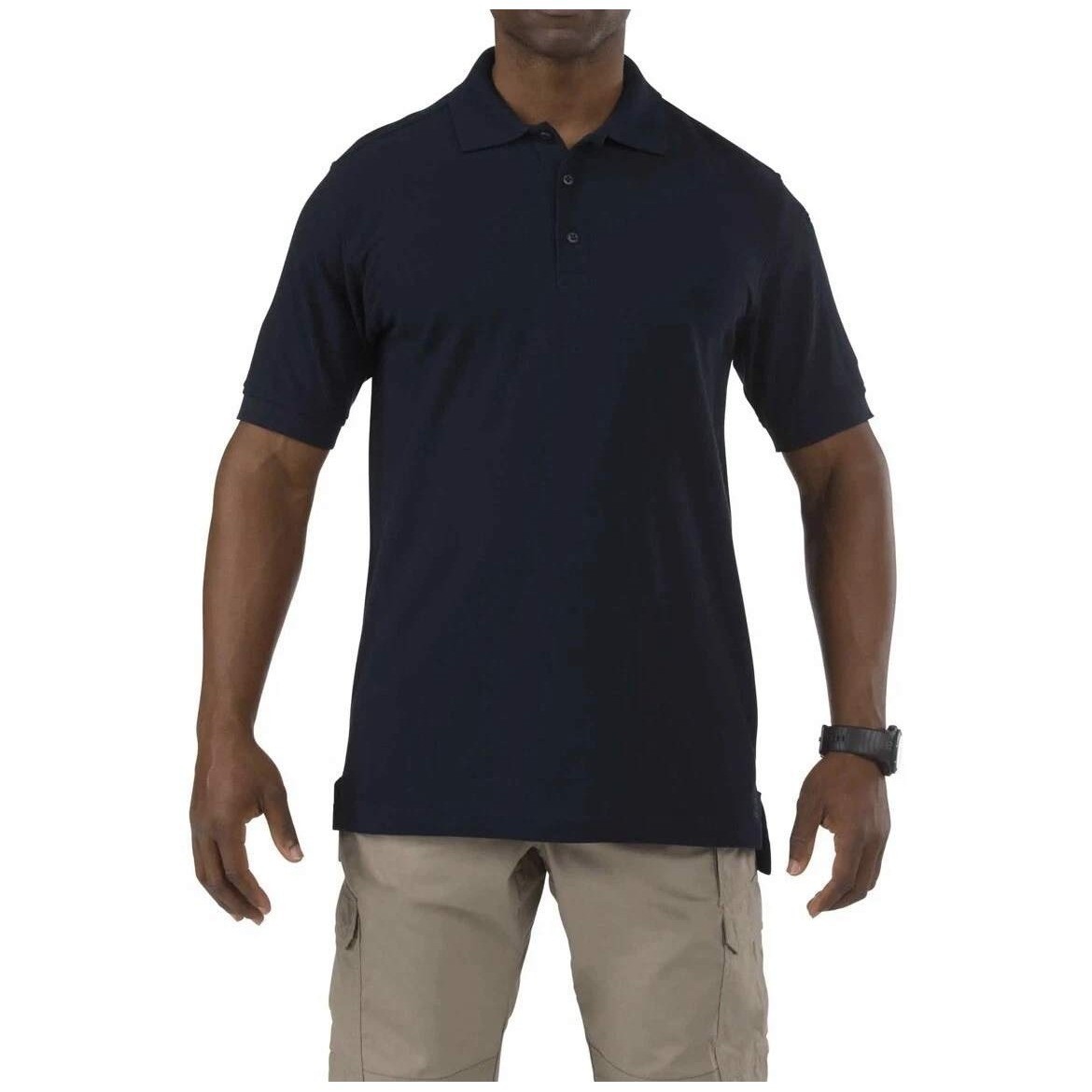 5.11 Tactical Series Mens Navy Blue Pique Knit Short Sleeve Polo Shirt Large